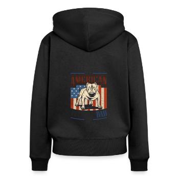 American Pitbull Dad 4. Juli - Frauen Premium Bio Zip Hoodie - Schwarz - Hinten - Julia (174cm)