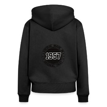 Vintage Made In 1957 Original Part Geburtstag 1957 - Frauen Premium Bio Zip Hoodie - Schwarz - Hinten - Julia (174cm)