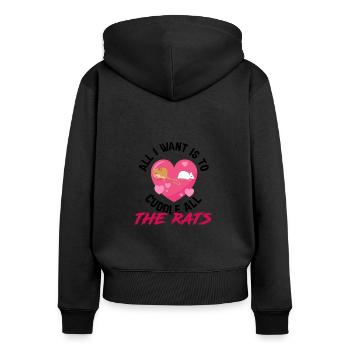 Rat Cuddling Rodent Cuddle Rat Lovers - Frauen Premium Bio Zip Hoodie - Schwarz - Hinten - Julia (174cm)