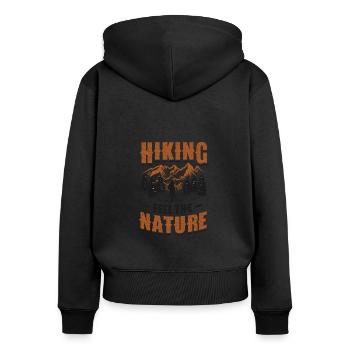 Feel The Nature, National Park, Hiking. - Women's Premium Organic Zip Hoodie - black - Back - Julia (174cm)