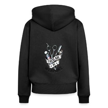 Ce sont mes armes dans le salon de coiffure - Sweat à capuche zippé Premium bio Femme - noir - Dos - Julia (174cm)