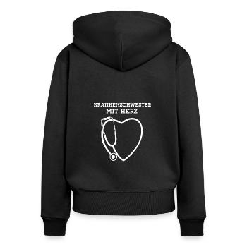 Krankenschwester mit Herz Beste Pflegerin Danke - Frauen Premium Bio Zip Hoodie - Schwarz - Hinten - Julia (174cm)