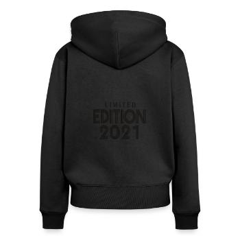 Limited Edition 2021 - Frauen Premium Bio Zip Hoodie - Schwarz - Hinten - Julia (174cm)