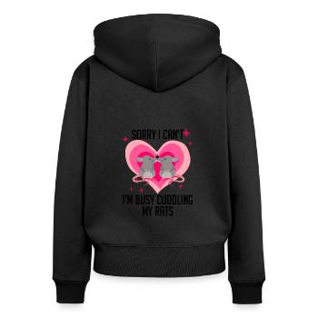 Rat Cuddling Pet Owner Rodent Rat Lovers - Frauen Premium Bio Zip Hoodie - Schwarz - Hinten - Julia (174cm)