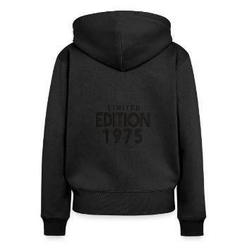 Édition limitée 1975 - Sweat à capuche zippé Premium bio Femme - noir - Dos - Julia (174cm)