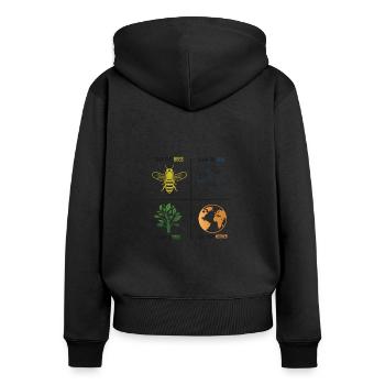 Rette die Bienen Pflanze mehr Bäume Tag der Erde - Frauen Premium Bio Zip Hoodie - Schwarz - Hinten - Julia (174cm)