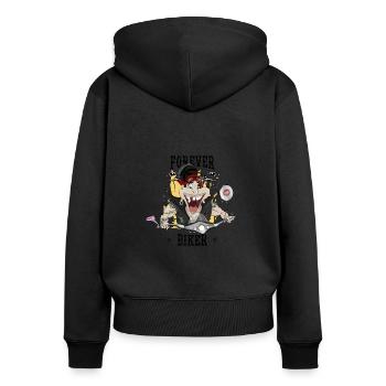 Forever Biker - Frauen Premium Bio Zip Hoodie - Schwarz - Hinten - Julia (174cm)