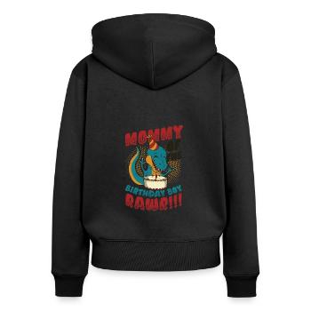 Dinosaure Maman d’Birthday Boy - Sweat à capuche zippé Premium bio Femme - noir - Dos - Julia (174cm)