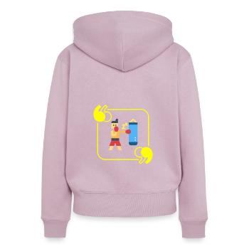 Boxing Pixel - Boxer Geschenkidee - Frauen Premium Bio Zip Hoodie - Altrosa - Hinten - Julia (174cm)
