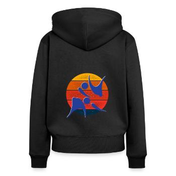 Vintage Retro Judo - Judo Geschenkidee - Frauen Premium Bio Zip Hoodie - Schwarz - Hinten - Julia (174cm)