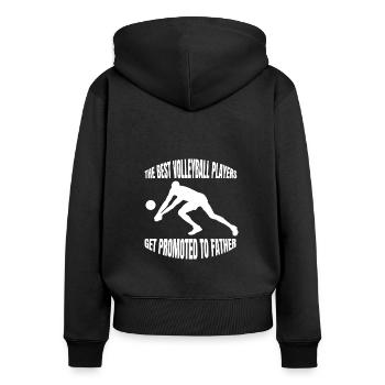 Volleyball Papa Beachvolleyball Volleyballer Vater - Frauen Premium Bio Zip Hoodie - Schwarz - Hinten - Julia (174cm)