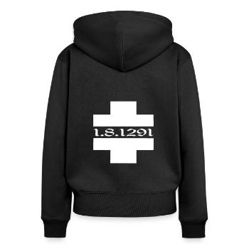 Schweiz T-shirt Geschenkidee - Frauen Premium Bio Zip Hoodie - Schwarz - Hinten - Julia (174cm)