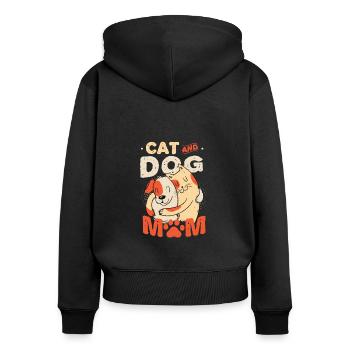 Cat and dog mother, pets. - Women's Premium Organic Zip Hoodie - black - Back - Julia (174cm)