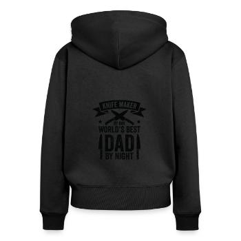 Couteau Auto Forgeron Damascus Steel - Sweat à capuche zippé Premium bio Femme - noir - Dos - Julia (174cm)