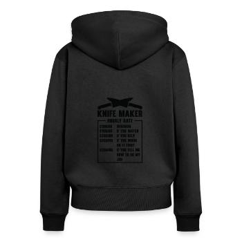 Couteau Auto Forgeron Damascus Steel - Sweat à capuche zippé Premium bio Femme - noir - Dos - Julia (174cm)