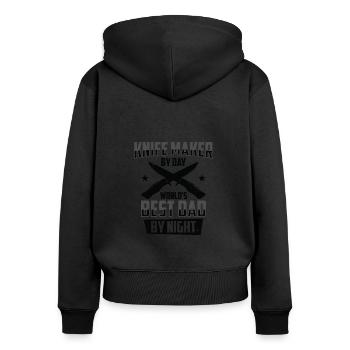 Messer Selbst Schmieden Damast Stahl Schmied - Frauen Premium Bio Zip Hoodie - Schwarz - Hinten - Julia (174cm)