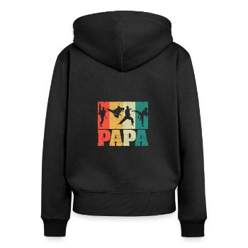 Papa Karate Dad Funny Dad Martial Arts Lover - Women's Premium Organic Zip Hoodie - black - Back - Julia (174cm)