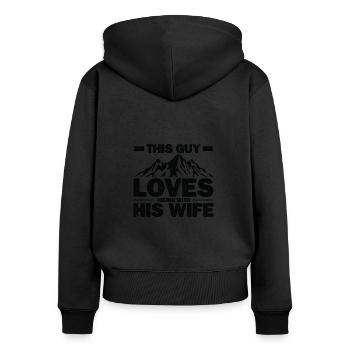 The Mountains are Calling Outdoor Wandern Wanderer - Frauen Premium Bio Zip Hoodie - Schwarz - Hinten - Julia (174cm)