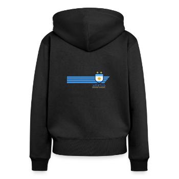 Argentinien Albiceleste Fußball Fan Trikot - Frauen Premium Bio Zip Hoodie - Schwarz - Hinten - Julia (174cm)