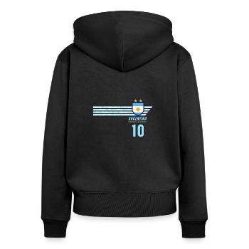 Argentinien Albiceleste Fußball Fan Trikot - Frauen Premium Bio Zip Hoodie - Schwarz - Hinten - Julia (174cm)