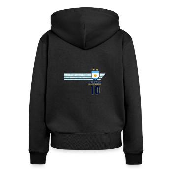 Argentinien Albiceleste Fußball Fan Trikot - Frauen Premium Bio Zip Hoodie - Schwarz - Hinten - Julia (174cm)