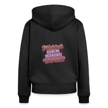 Möchtest Du meine Patentante werden ? - Frauen Premium Bio Zip Hoodie - Schwarz - Hinten - Julia (174cm)