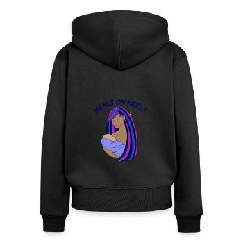 Meals On Heels breastfeeding woman of color mother - Women's Premium Organic Zip Hoodie - black - Back - Julia (174cm)