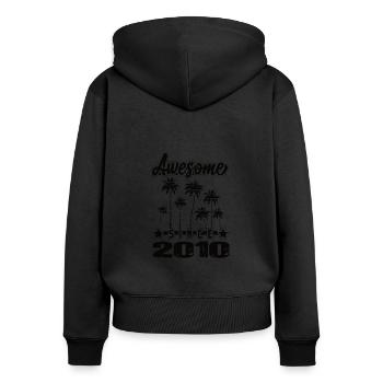 Génial depuis 2010 - Sweat à capuche zippé Premium bio Femme - noir - Dos - Julia (174cm)