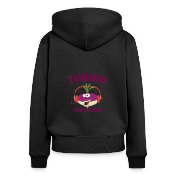 Musik Rübenparty Musikliebhaber Gemüse - Frauen Premium Bio Zip Hoodie - Schwarz - Hinten - Julia (174cm)