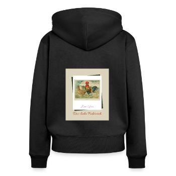 Das liebe Federvieh - Brown Leghorns - Frauen Premium Bio Zip Hoodie - Schwarz - Hinten - Julia (174cm)