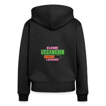 Little Vegetarian Loading Baby Vegan - Frauen Premium Bio Zip Hoodie - Schwarz - Hinten - Julia (174cm)