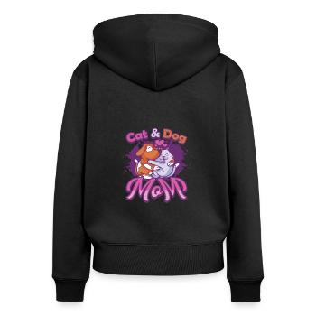 Cat and dog mother, pets. - Women's Premium Organic Zip Hoodie - black - Back - Julia (174cm)