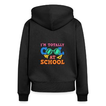 Les enfants retournent à l’école totalement cool à l’école pour - Sweat à capuche zippé Premium bio Femme - noir - Dos - Julia (174cm)