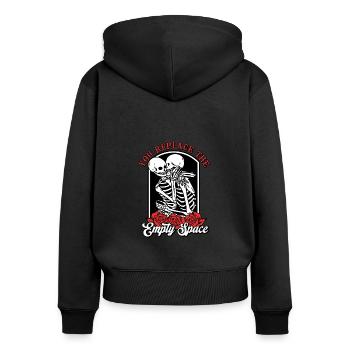 Romantic Gothic Bones Skeleton Roses Death Grave - Women's Premium Organic Zip Hoodie - black - Back - Julia (174cm)
