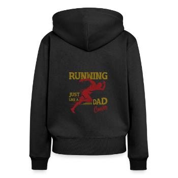 Courir papa, tout comme un papa ordinaire, seulement plus cool - Sweat à capuche zippé Premium bio Femme - noir - Dos - Julia (174cm)