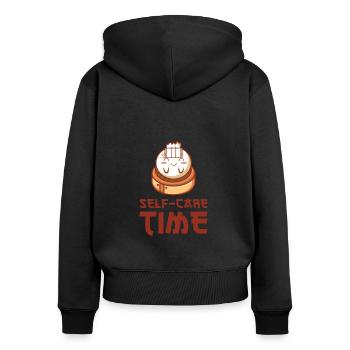 Dim Sums Nourriture asiatique Auto-soins - Sweat à capuche zippé Premium bio Femme - noir - Dos - Julia (174cm)