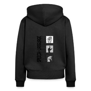Sprache Sprache Pathologe Hemd, Rede - Frauen Premium Bio Zip Hoodie - Schwarz - Hinten - Julia (174cm)