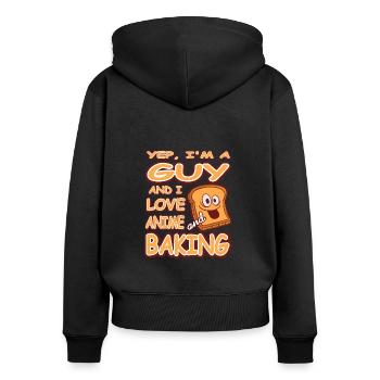 Yep I'm A Guy And I Love Anime & Baking T-Shirt - Frauen Premium Bio Zip Hoodie - Schwarz - Hinten - Julia (174cm)