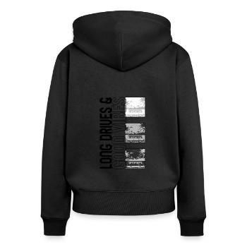 Long Drives Good Vibes Shirt, Beach Vacation - Women's Premium Organic Zip Hoodie - black - Back - Julia (174cm)