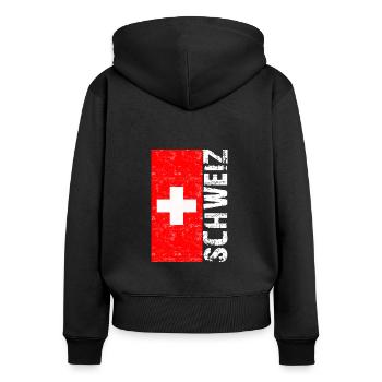 Schweiz T-shirt Geschenkidee - Frauen Premium Bio Zip Hoodie - Schwarz - Hinten - Julia (174cm)