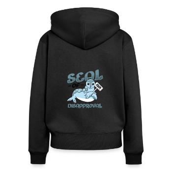 Siegel der Ablehnung sagen Sie Nein. - Frauen Premium Bio Zip Hoodie - Schwarz - Hinten - Julia (174cm)