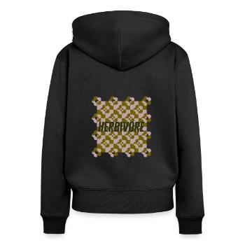 Herbivore Shirt, Vegetables Tee, Vegan Eating - Women's Premium Organic Zip Hoodie - black - Back - Julia (174cm)