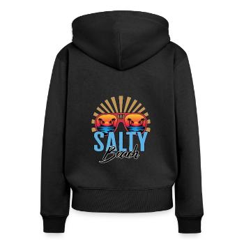 Chemise de lunettes de soleil Salty Beach, vacances en famille - Sweat à capuche zippé Premium bio Femme - noir - Dos - Julia (174cm)