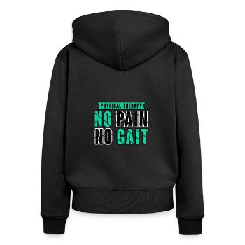 Physical Therapy No Pain No Gait Physics PT - Frauen Premium Bio Zip Hoodie - Schwarz - Hinten - Julia (174cm)