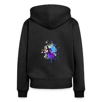 Athlétisme Run Color Splash - Sweat à capuche zippé Premium bio Femme - noir - Dos - Julia (174cm)