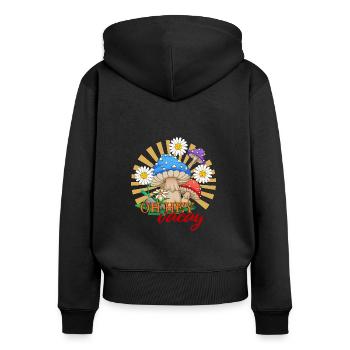 Oh Hey Vacay Shirt, Vacation Funny Beach Camping - Women's Premium Organic Zip Hoodie - black - Back - Julia (174cm)