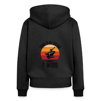 Schmiedeschmiede F Wort Messerherstellung - Frauen Premium Bio Zip Hoodie - Schwarz - Hinten - Julia (174cm)