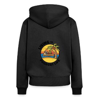 Schlepper Mopsboot Leben Segeln Mops Eigner Boot - Frauen Premium Bio Zip Hoodie - Schwarz - Hinten - Julia (174cm)