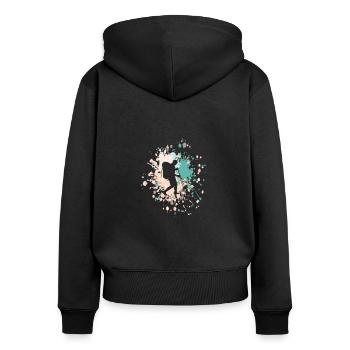 Randonnée Color Splash - Sweat à capuche zippé Premium bio Femme - noir - Dos - Julia (174cm)