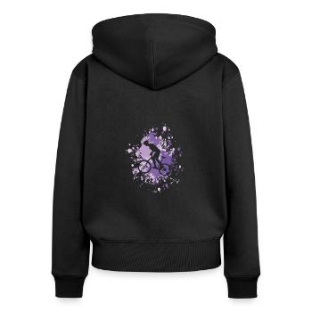 Vélo Passion Color Splash - Sweat à capuche zippé Premium bio Femme - noir - Dos - Julia (174cm)